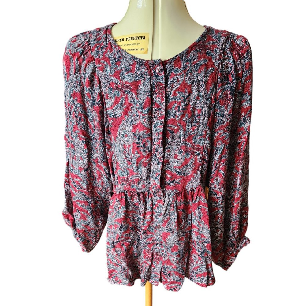 Lucky paisley peplum bohemian blouse